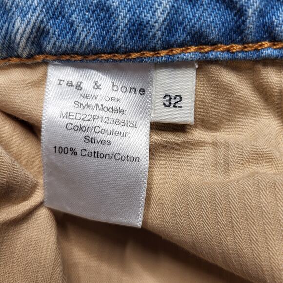 Rag & Bone Beck Jeans Cropped Tapered Relaxed Button Fly Straight Light Wash 32 - Picture 7 of 8